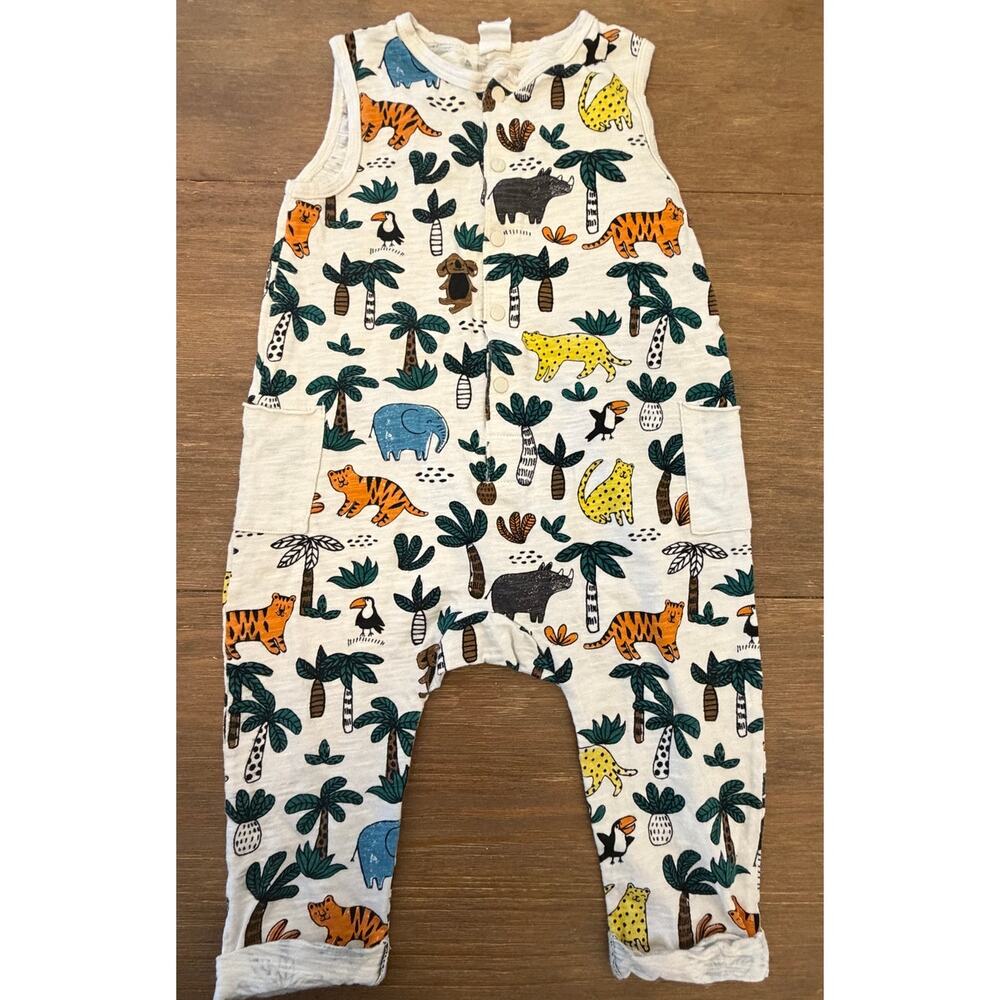H&M Jungle Animal Sleeveless Romper Jumpsuit Toddler 18-24M Safari Print